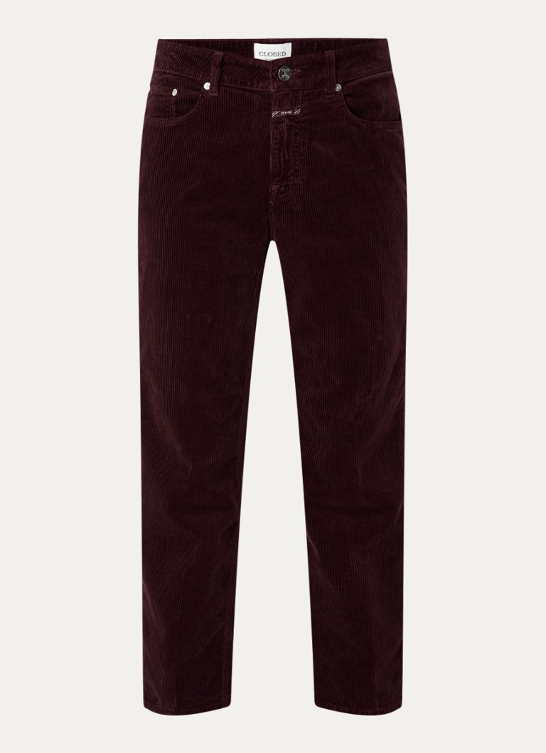 CLOSED Dames Milo mid waist cropped straight fit broek van corduroy in de kleur Bordeauxrood