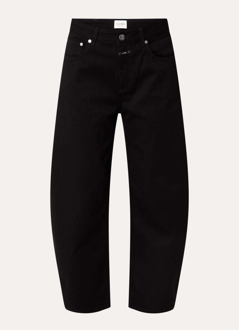 CLOSED Dames Jazzie high waist cropped tapered jeans met gekleurde wassing in de kleur Zwart