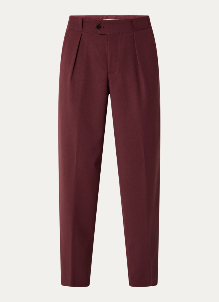 CLOSED Dames Mawson mid waist loose fit pantalon in scheerwolblend in de kleur Bordeauxrood