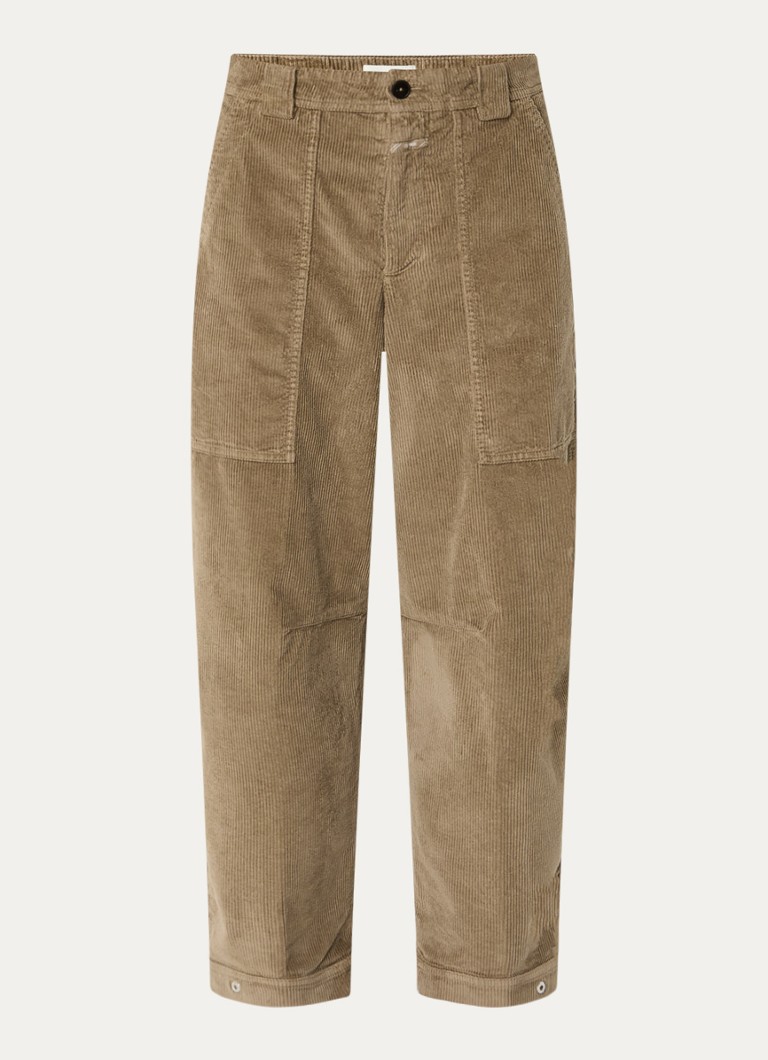 CLOSED Dames Rhannon high waist cropped tapered fit broek van corduroy in de kleur Khaki