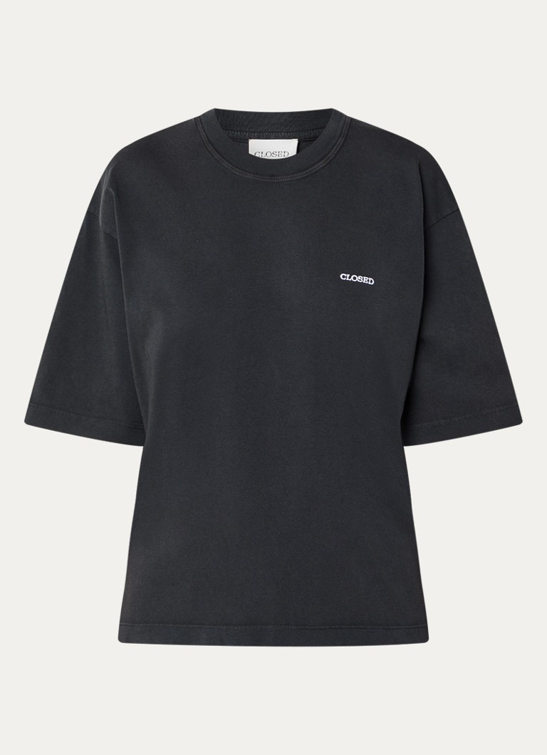 CLOSED Dames T-shirt met logo in de kleur Donkergrijs