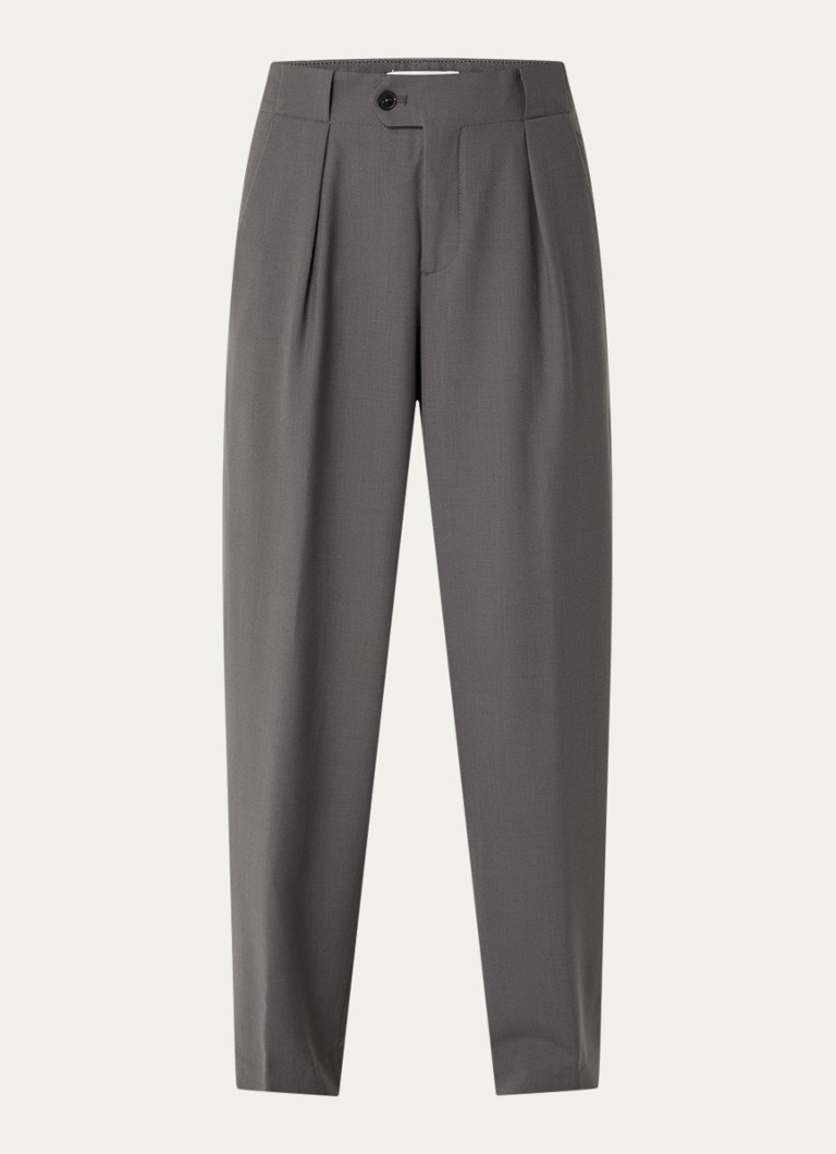 CLOSED Dames Mawson mid waist tapered fit pantalon in wolblend in de kleur Grijs