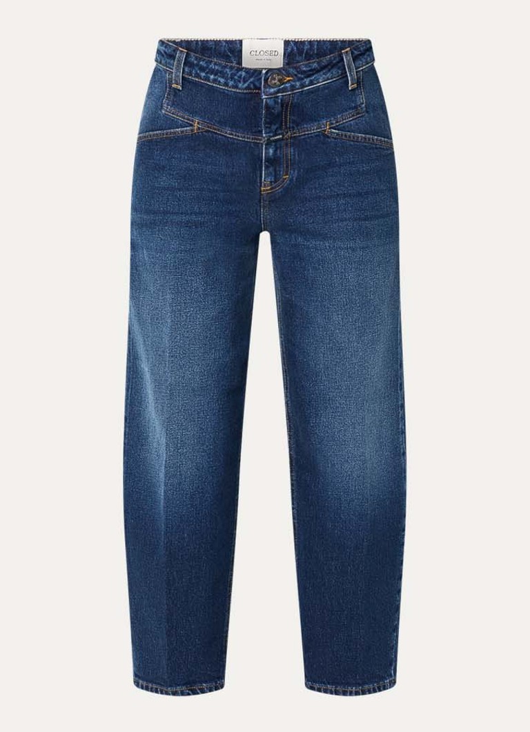 CLOSED Dames Stover-X mid waist straight leg cropped jeans met donkere wassing in de kleur Indigo
