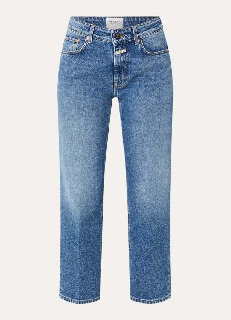 CLOSED Dames Milo mid waist straight leg cropped jeans met medium wassing in de kleur Indigo