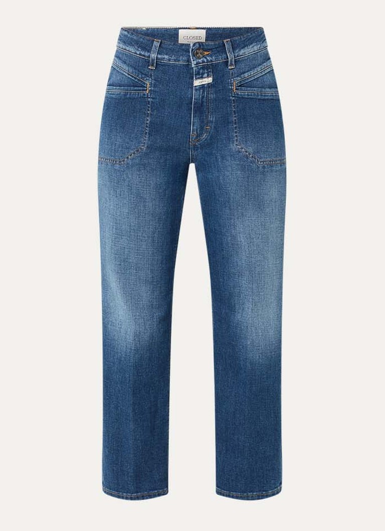 CLOSED Dames Mira-X mid waist straight leg cropped jeans met medium wassing in de kleur Indigo