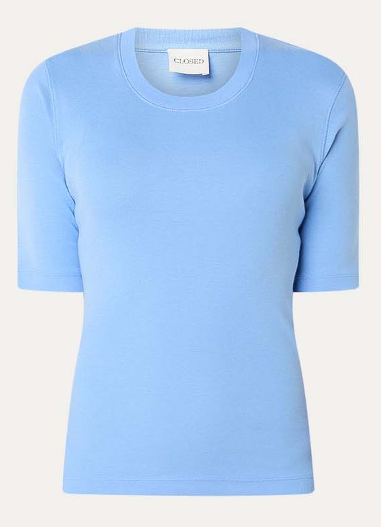 CLOSED Dames Fijngebreid T-shirt van jersey in de kleur Blauw