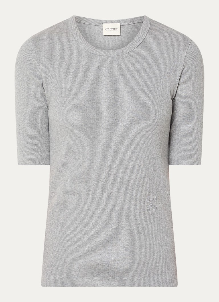 CLOSED Dames T-shirt met ronde hals in de kleur Grijs