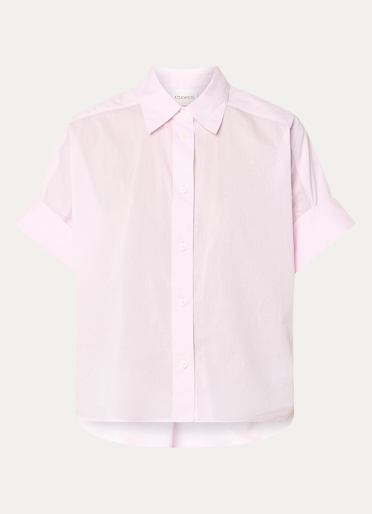 CLOSED Dames Turn-up blouse van katoen in de kleur Lichtroze
