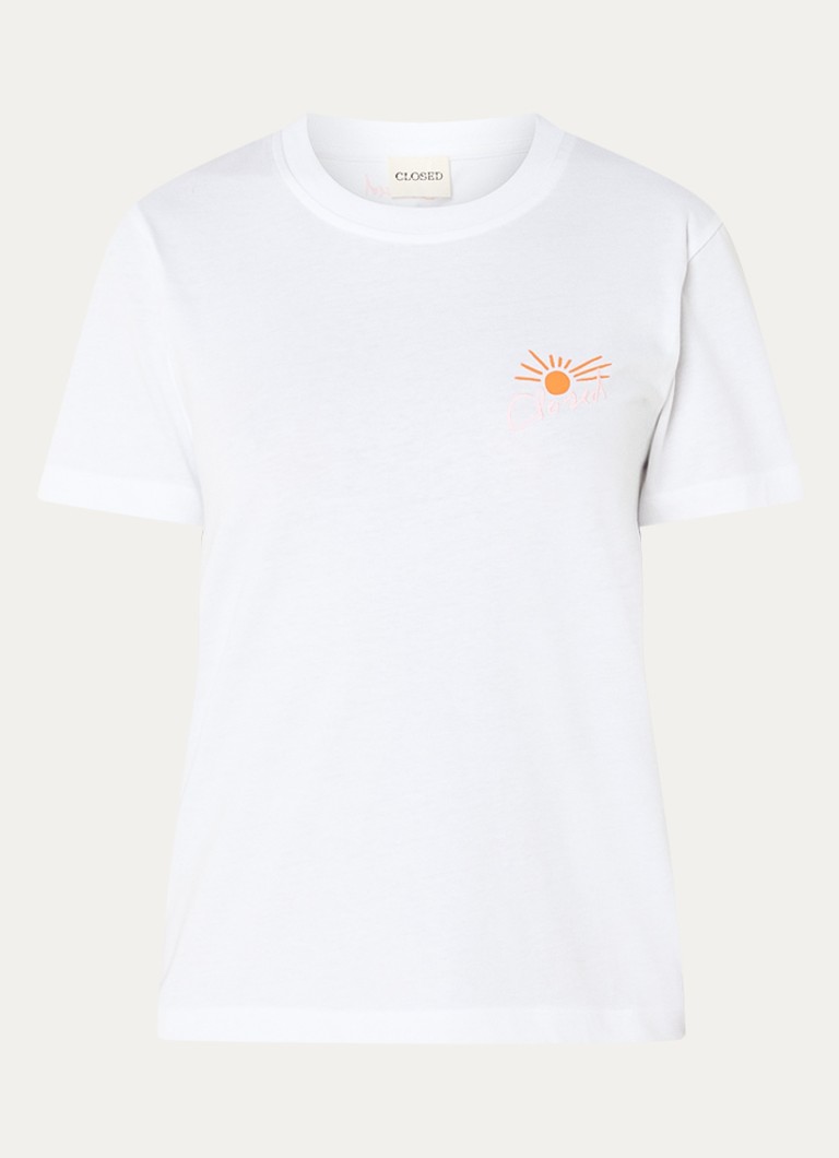 CLOSED Dames T-shirt met logoborduring in de kleur Wit