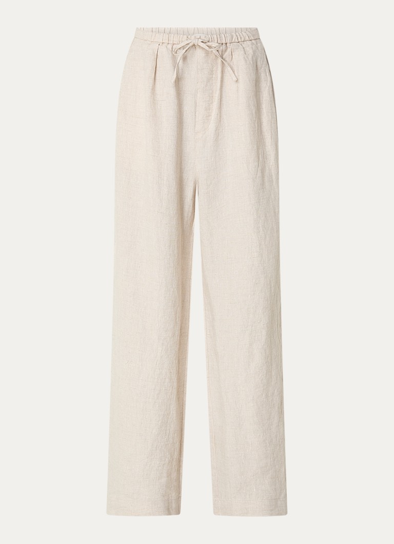 CLOSED Dames Wynston high waist wide fit pantalon van linnen in de kleur Beige