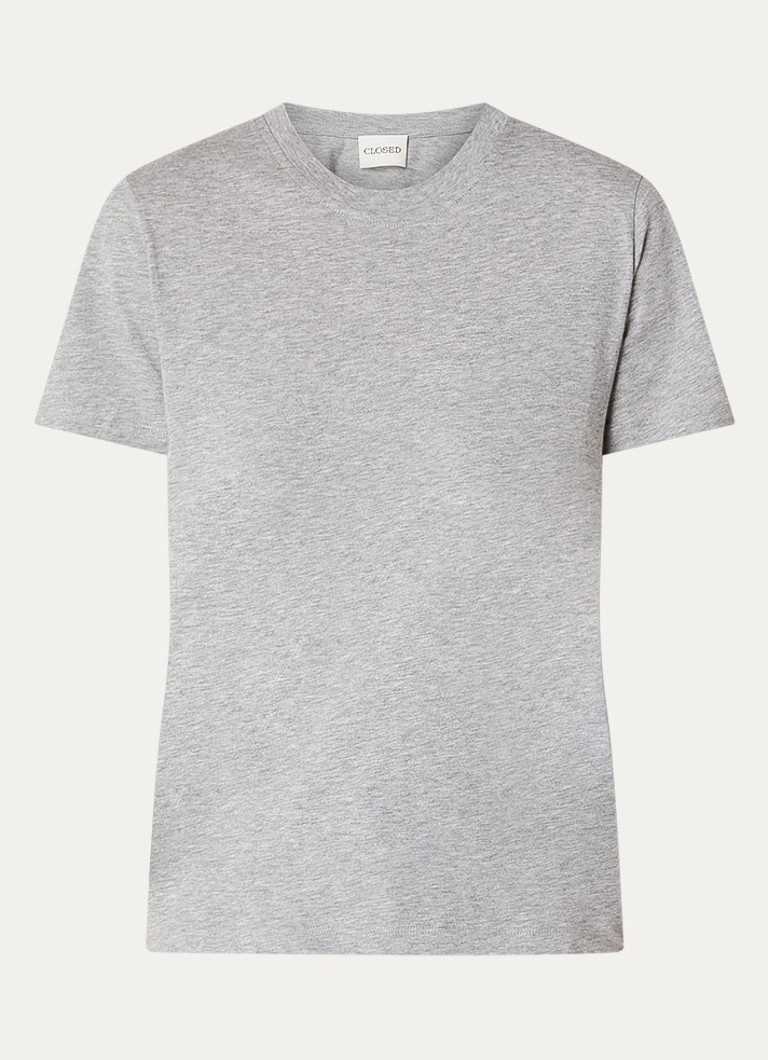 CLOSED Dames T-shirt van katoen met gemêleerd dessin in de kleur Grijsmele