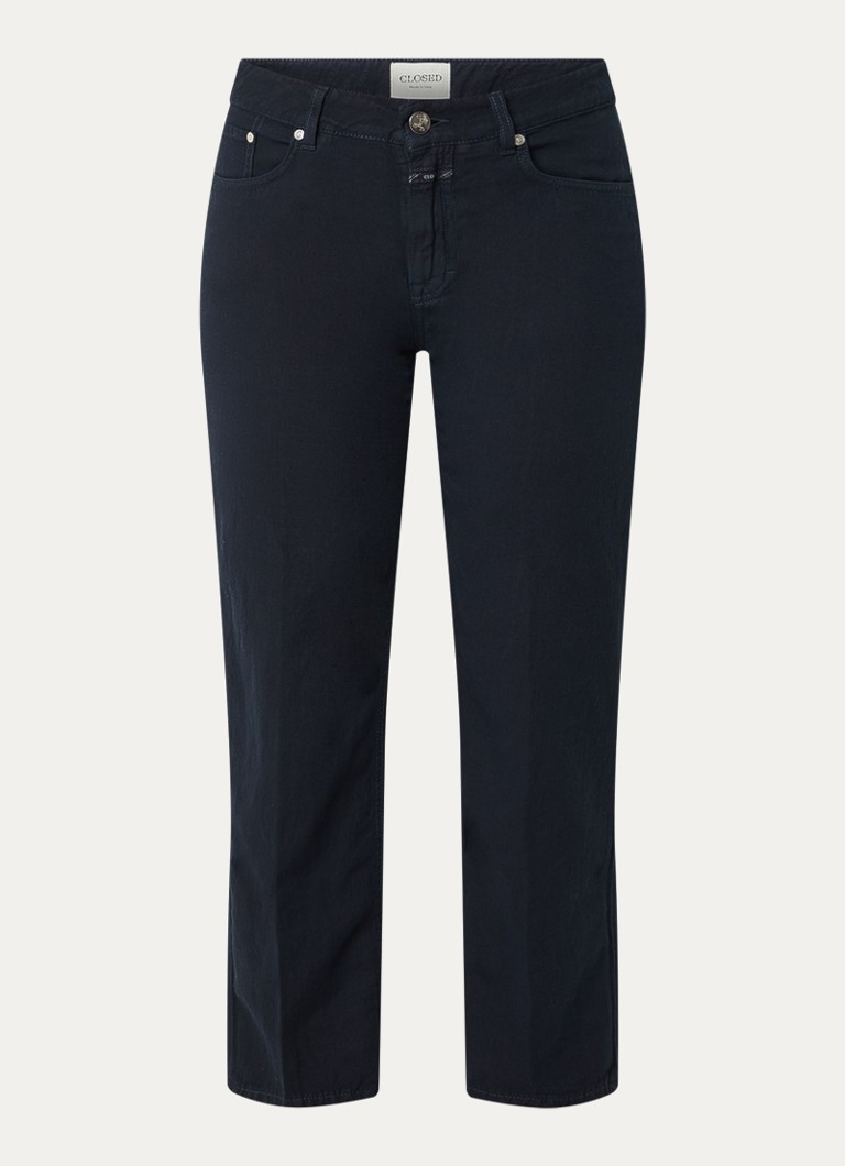 CLOSED Dames Milo high waist straight fit cropped broek met steekzakken in de kleur Donkerblauw