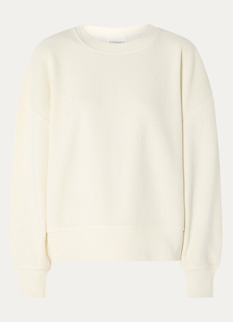 CLOSED Dames Sweater van badstof in de kleur Gebroken wit