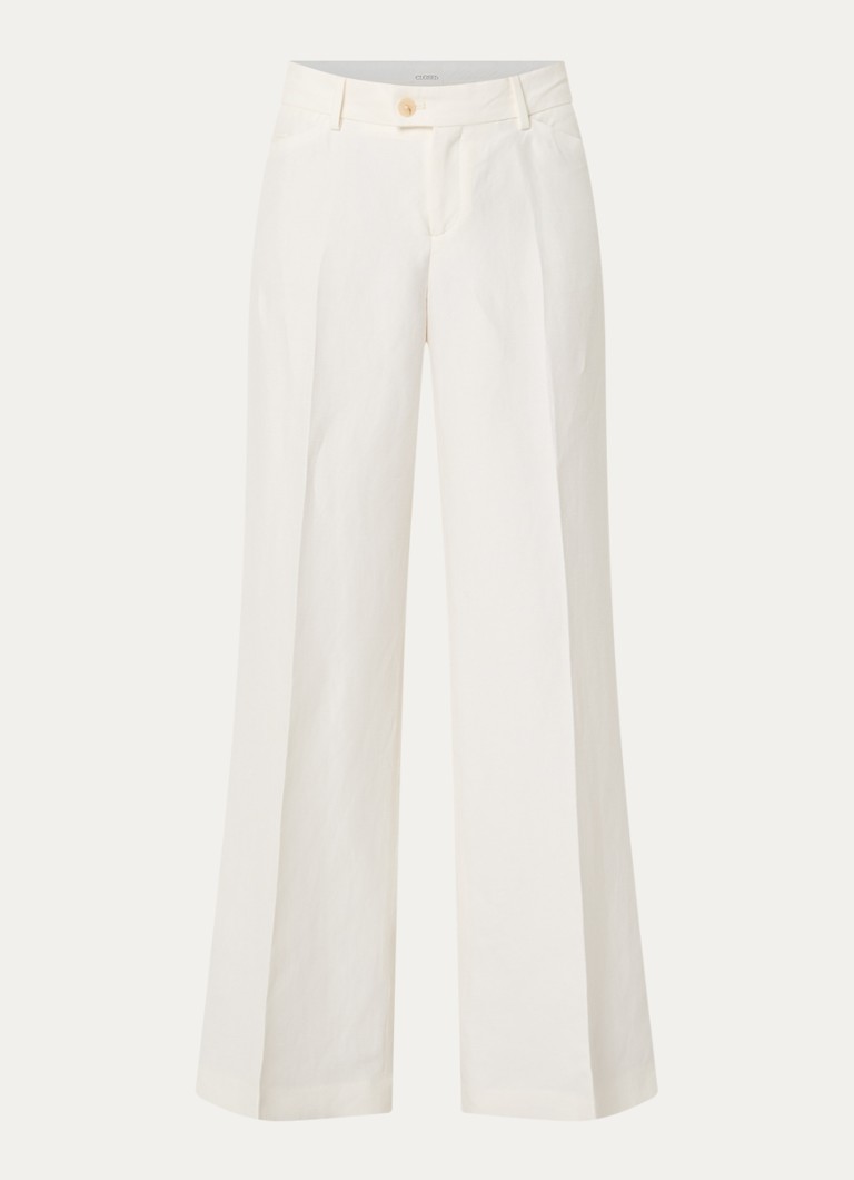 CLOSED Dames Flye high waist straight fit broek met steekzakken in de kleur Gebroken wit