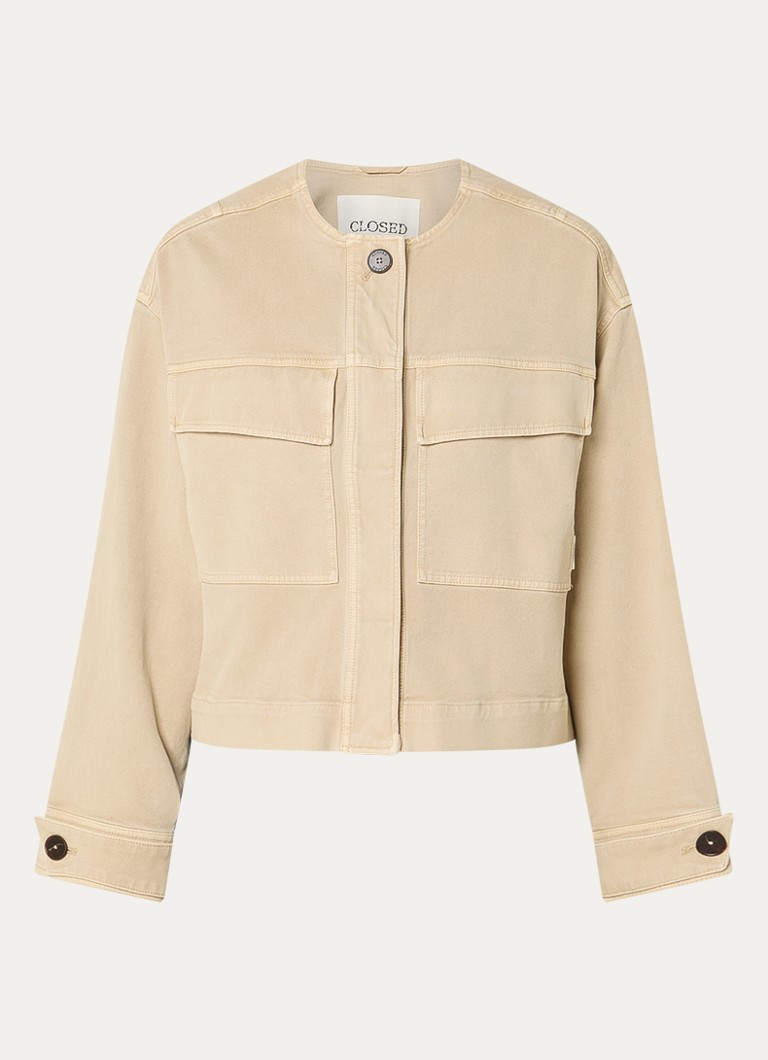 CLOSED Dames Spijkerjas met borstzakken in de kleur Creme
