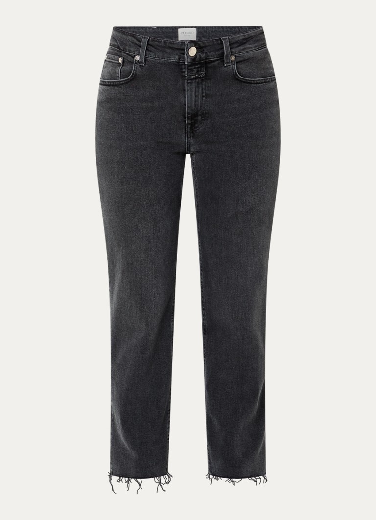 CLOSED Dames Milo mid waist straight leg jeans met gekleurde wassing in de kleur Donkergrijs