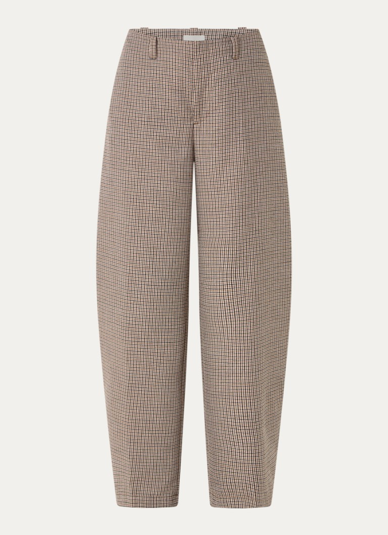 CLOSED Dames High waist wide fit pantalon met pied-de-poule dessin in de kleur Lichtbruin