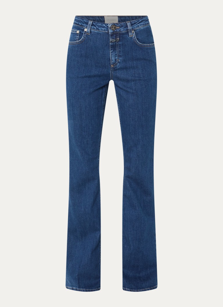 CLOSED Dames Jovanna mid waist slim fit flared jeans met donkere wassing in de kleur Indigo