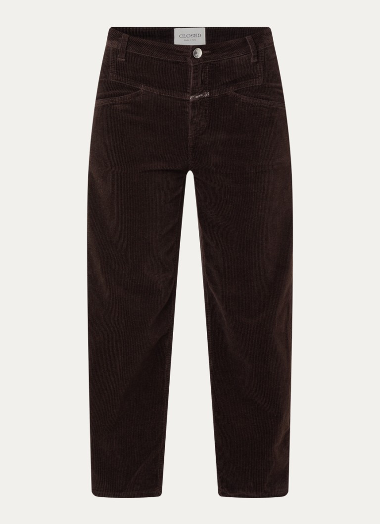 CLOSED Dames Stover-X mid waist straight fit cropped broek met steekzakken in de kleur Bruin
