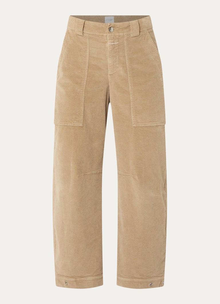CLOSED Dames Rhannon mid waist wide fit broek met steekzakken in de kleur Beige