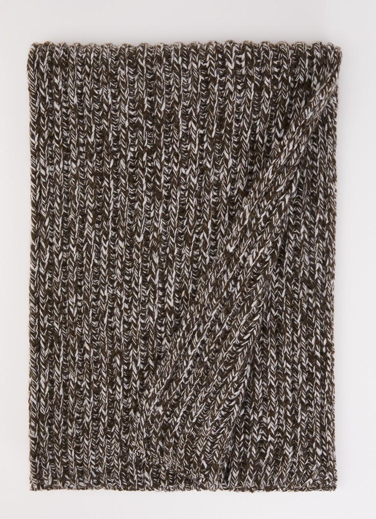CLOSED Dames Sjaal van wol met gemêleerd dessin 35 x 225 cm in de kleur Donkerbruin