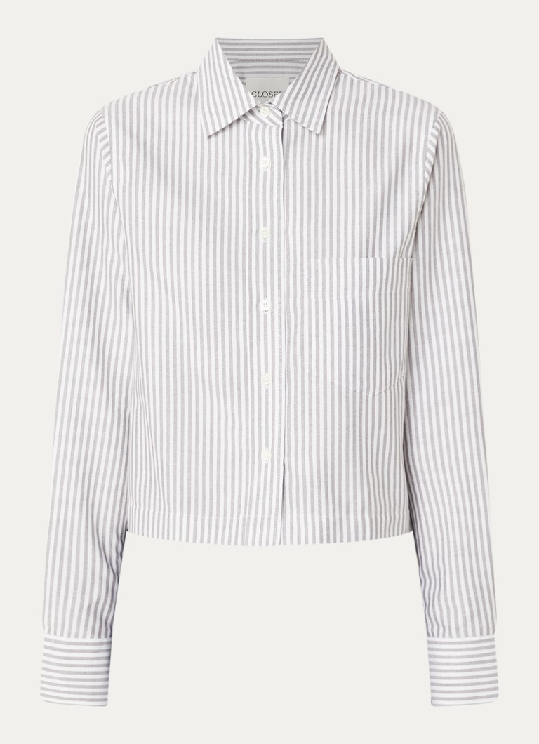 CLOSED Dames Cropped blouse met streepprint in de kleur Bruin