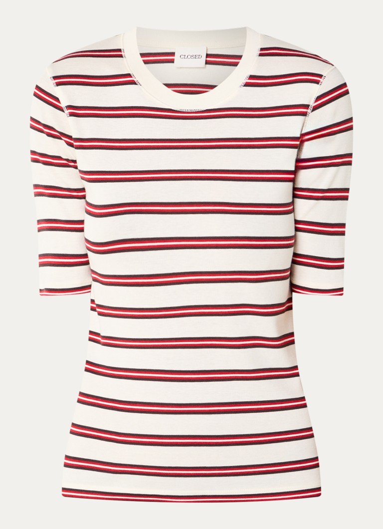 CLOSED Dames T-shirt met streepprint in de kleur Gebroken wit