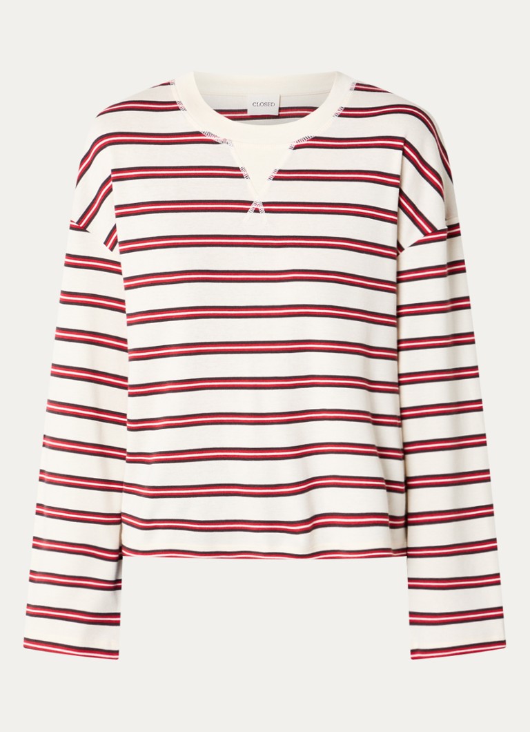 CLOSED Dames Longsleeve met streepprint in de kleur Gebroken wit
