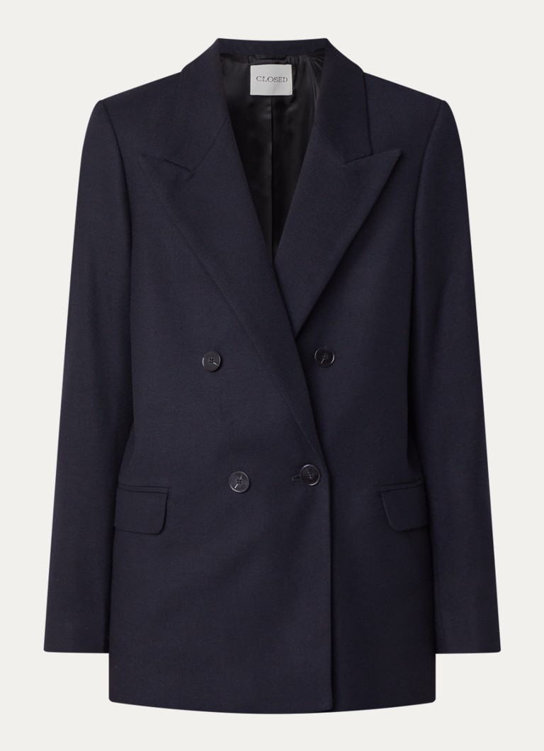 CLOSED Dames Double-breasted blazer in wolblend in de kleur Donkerblauw