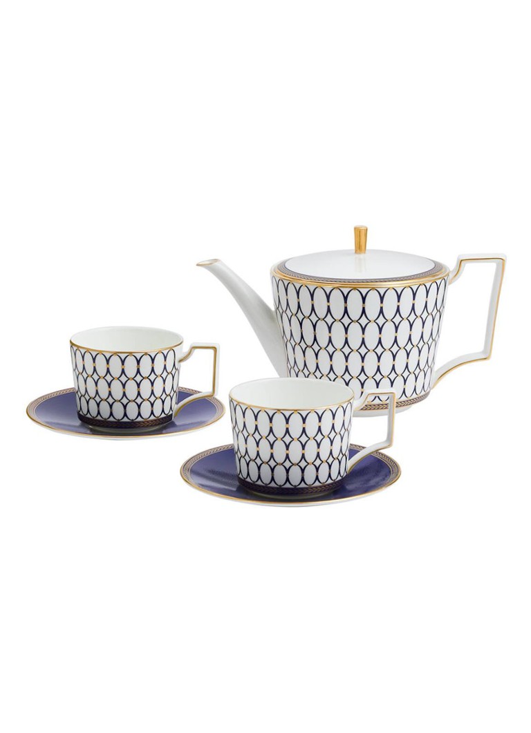 Wedgwood Renaissance Gold theeset 3-delig Royalblauw - Deal