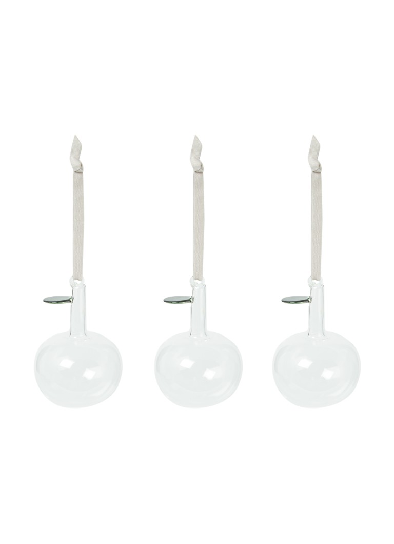 Iittala Oiva Toikka Lasiomena kersthanger 9 cm in set van 3 Transparant