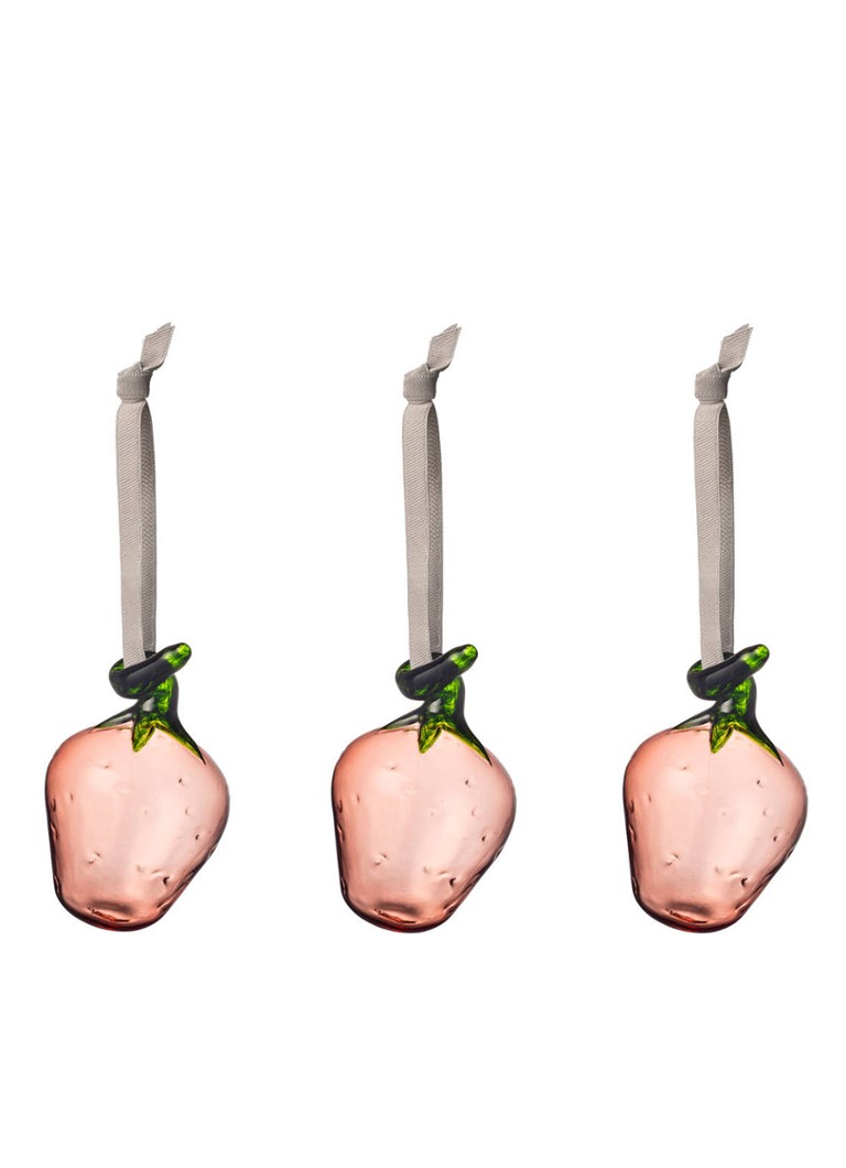 Iittala Glazen aardbei hanger set van 3 Lichtroze - Deal