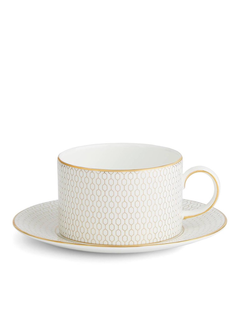 Wedgwood Gio Gold kopje met schotel 18 cl Gebroken wit - Deal