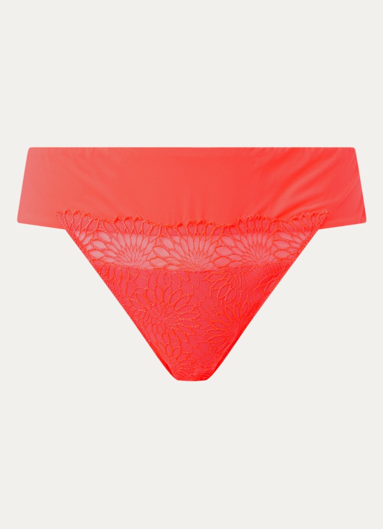 PrimaDonna Dames Sophora string met mesh en kant in de kleur Koraalroze