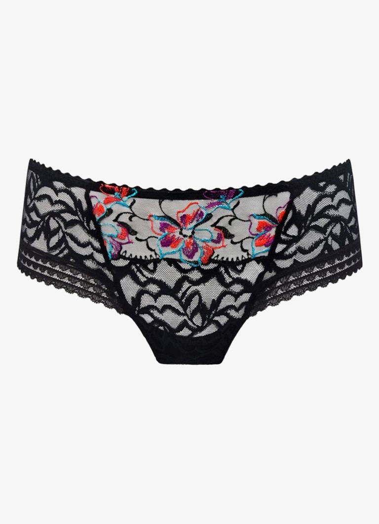 PrimaDonna Dames Miyara slip van mesh met bloemborduring in de kleur Zwart