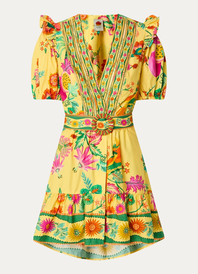 Farm Rio Dames Delicate Fruit Garden mini tuniekjurk met bloemenprint in de kleur Geel