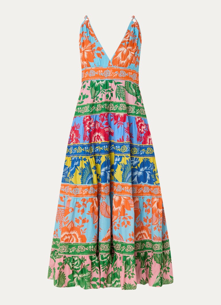 Farm Rio Dames Midi jurk met print in de kleur Blauw