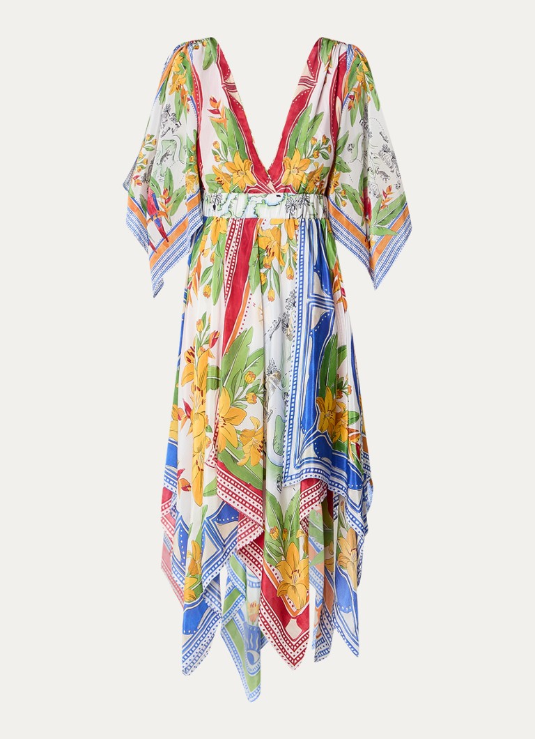 Farm Rio Dames Tropical Destination midi tuniekjurk met bloemenprint in de kleur Gebroken wit