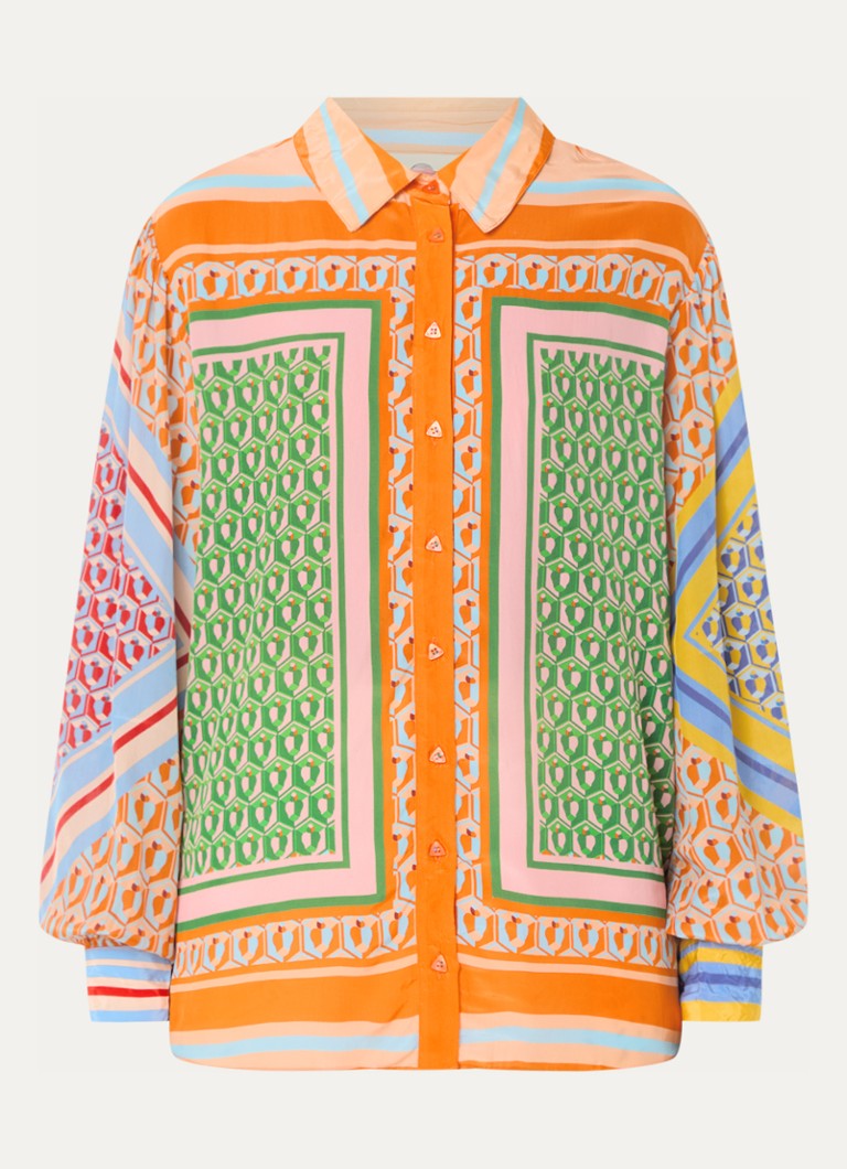 Farm Rio Dames Cashew blouse met grafische print in de kleur Oranje