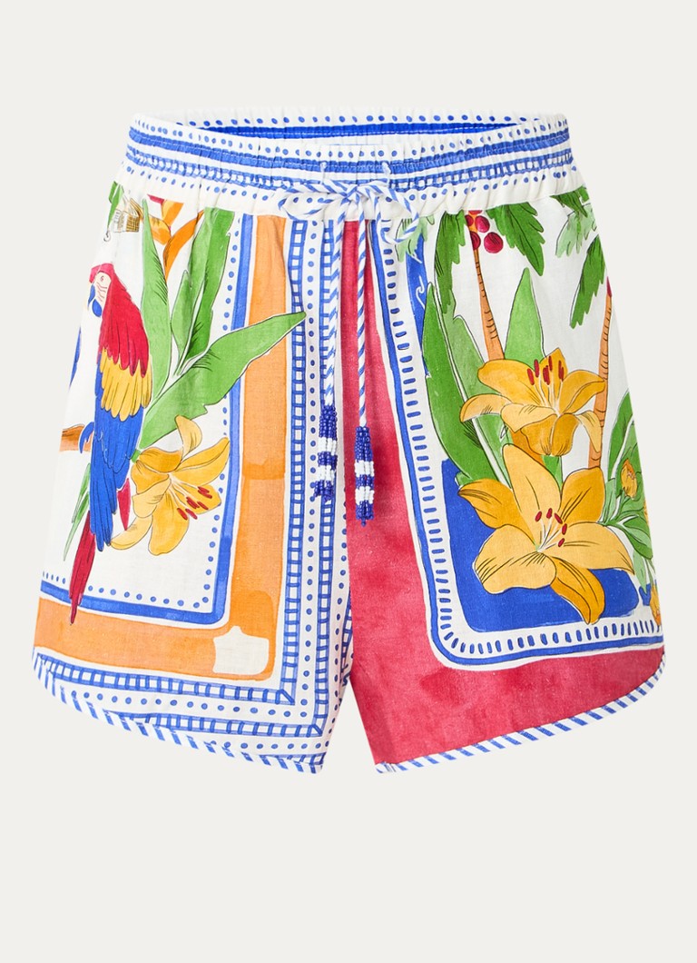 Farm Rio Dames High waist loose fit korte broek in linnenblend in de kleur Blauw