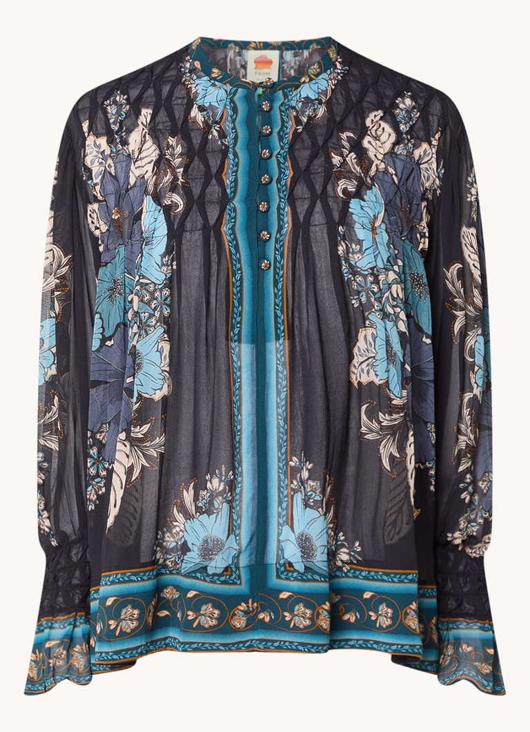 Farm Rio Dames Blossom tuniek met bloemenprint in de kleur Donkerblauw
