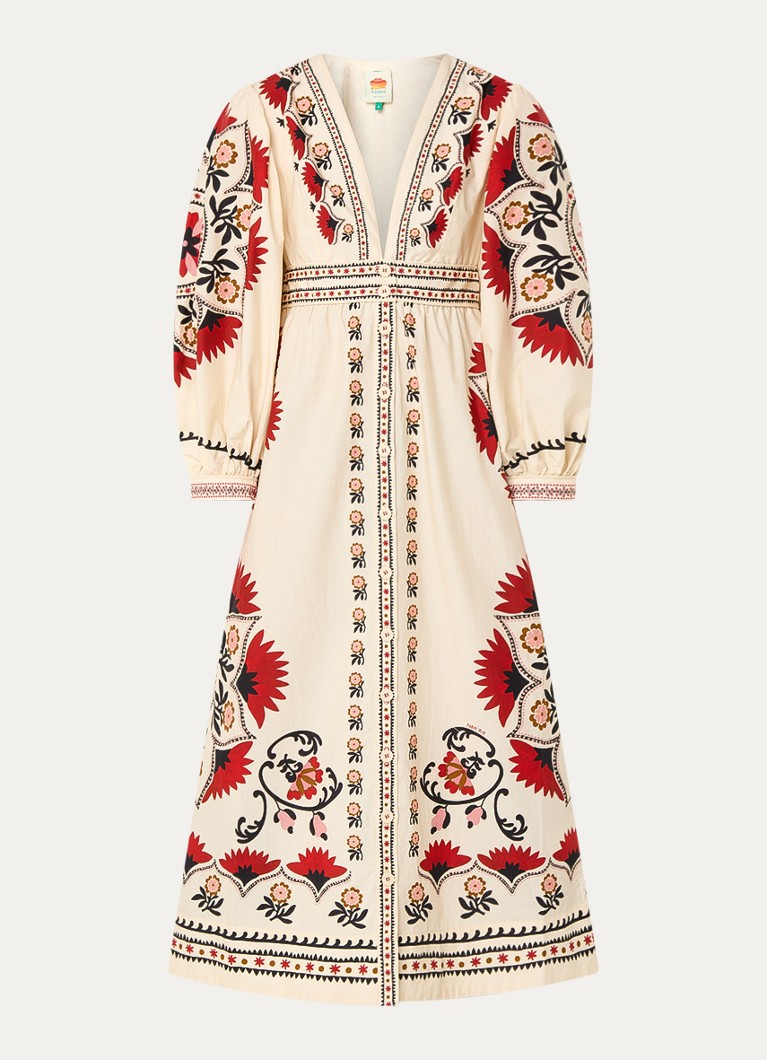 Farm Rio Dames Cashew Mandala midi jurk met bloemenprint in de kleur Creme