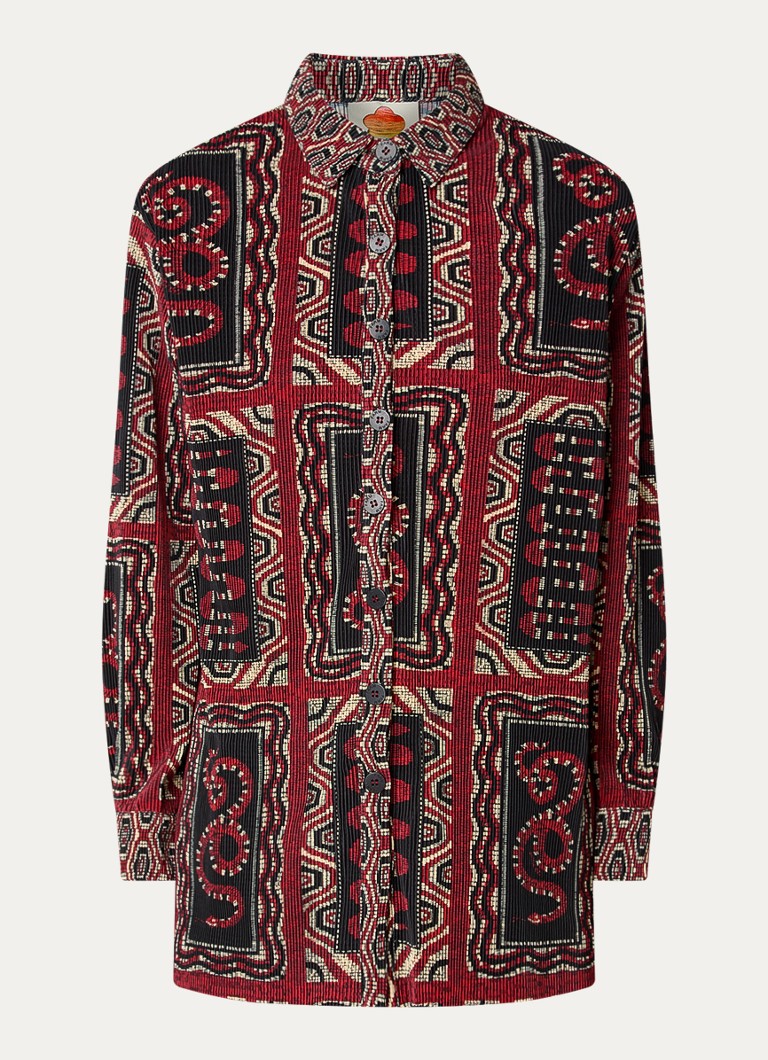 Farm Rio Dames Snake Scarves ribgebreide blouse met print in de kleur Donkerrood
