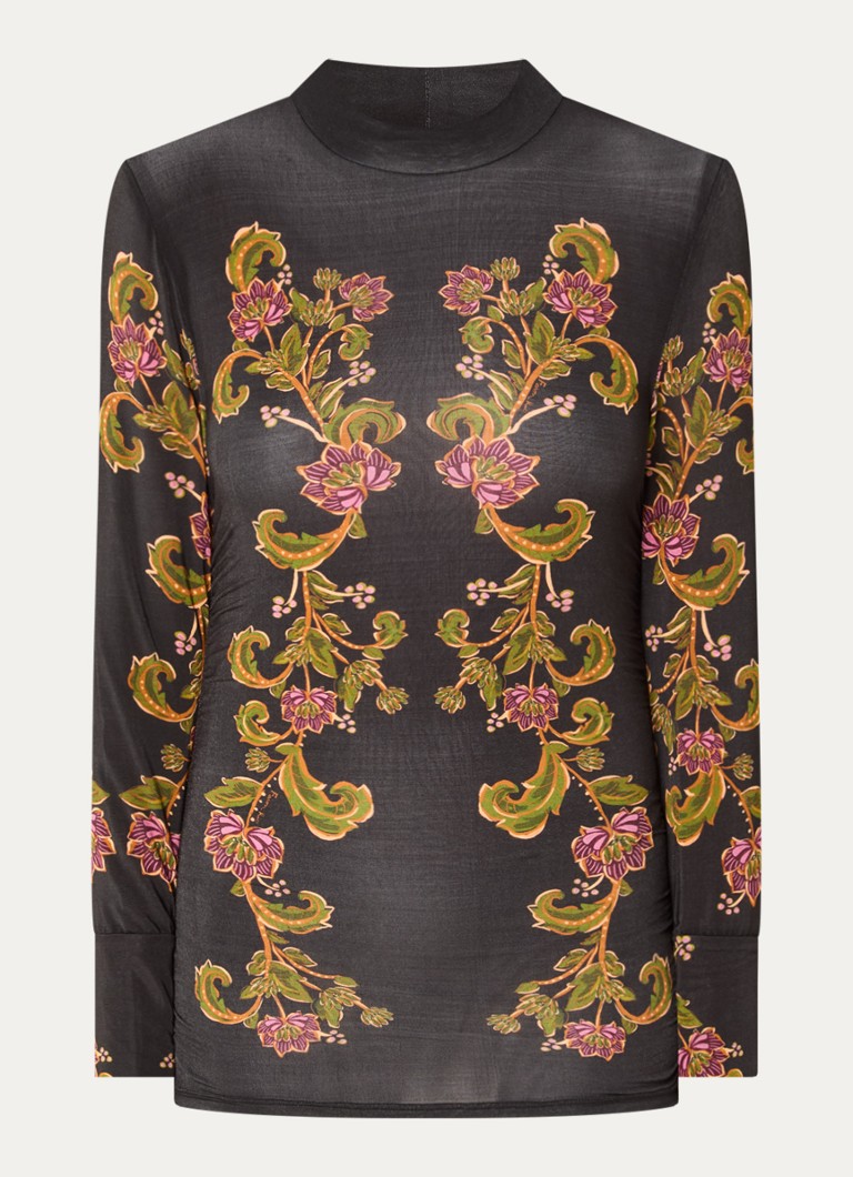 Farm Rio Dames Ravenala top met bloemenprint in de kleur Zwart