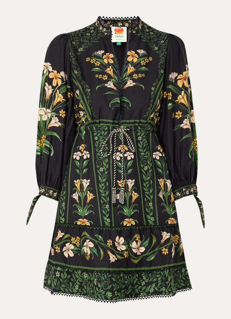 Farm Rio Dames Mini tuniekjurk met bloemenprint in de kleur Zwart