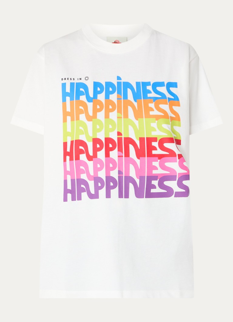 Farm Rio Dames Dress In Happiness T-shirt met print in de kleur Gebroken wit