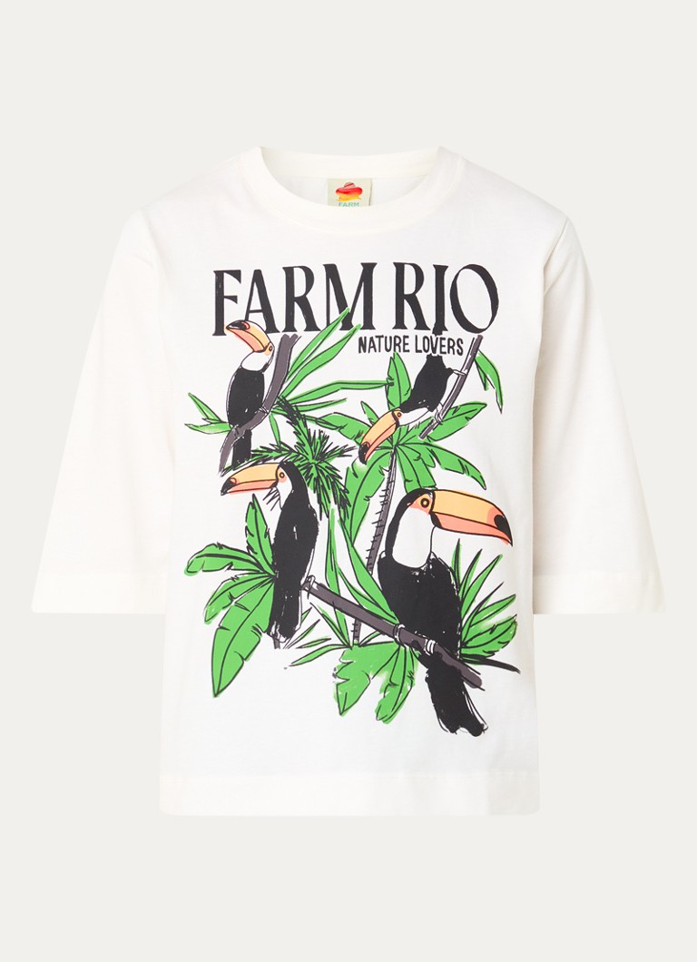 Farm Rio Dames Nature Lovers T-shirt met logoprint in de kleur Gebroken wit