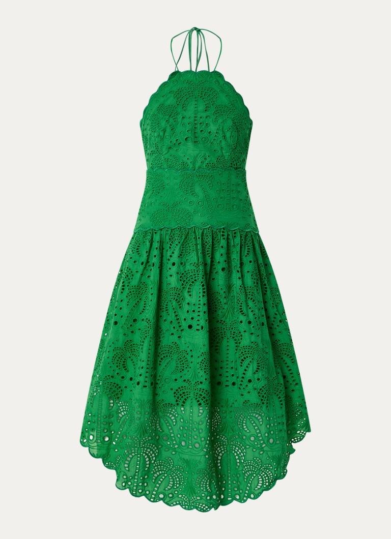 Farm Rio Dames Palm Tree midi jurk met broderie in de kleur Groen