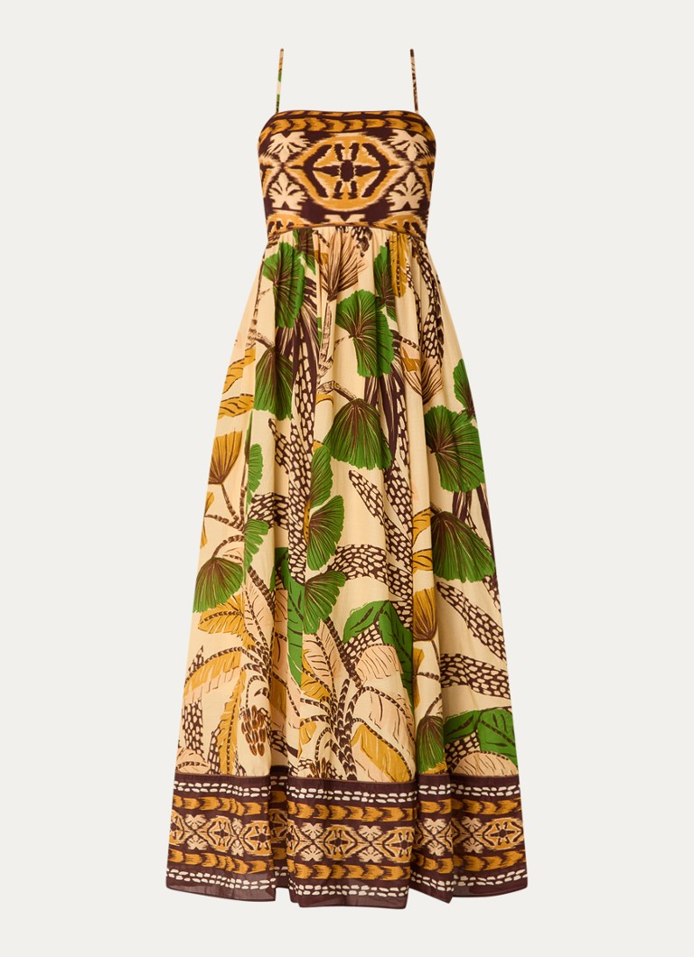 Farm Rio Dames Fiolage maxi jurk met print in de kleur Lichtgeel