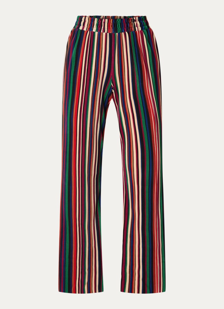 Farm Rio Dames Pipa high waist wide fit broek met streepprint en structuur in de kleur Rood